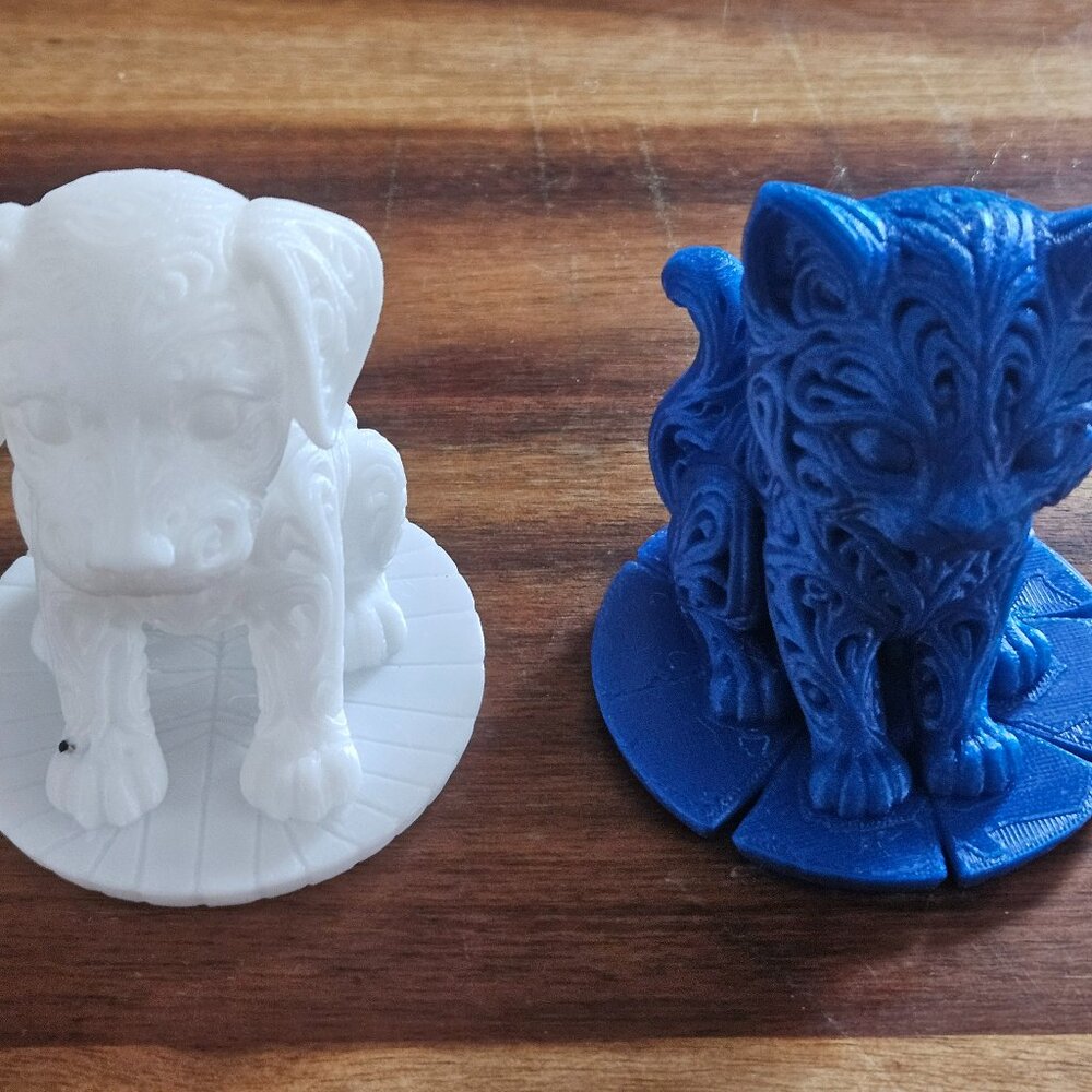 3d printable figurines includes puppy and cat